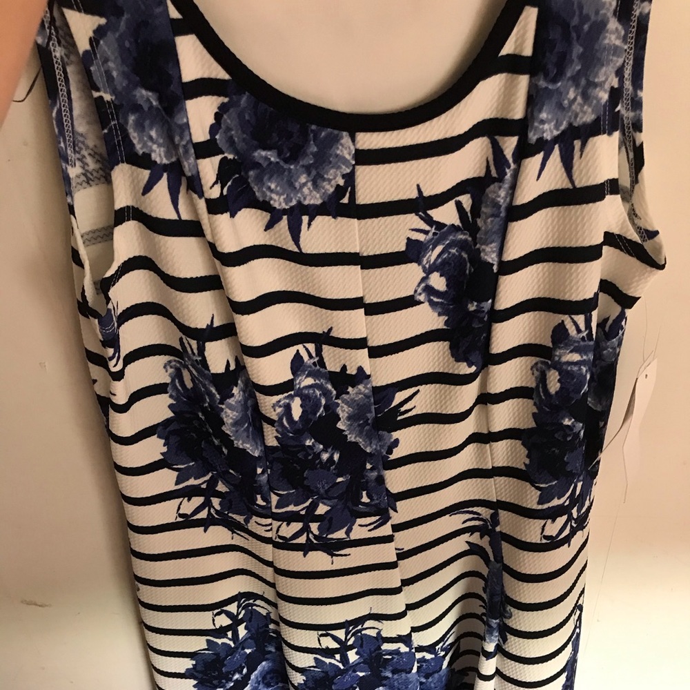 Blue flowered dress with stripes -new with tags